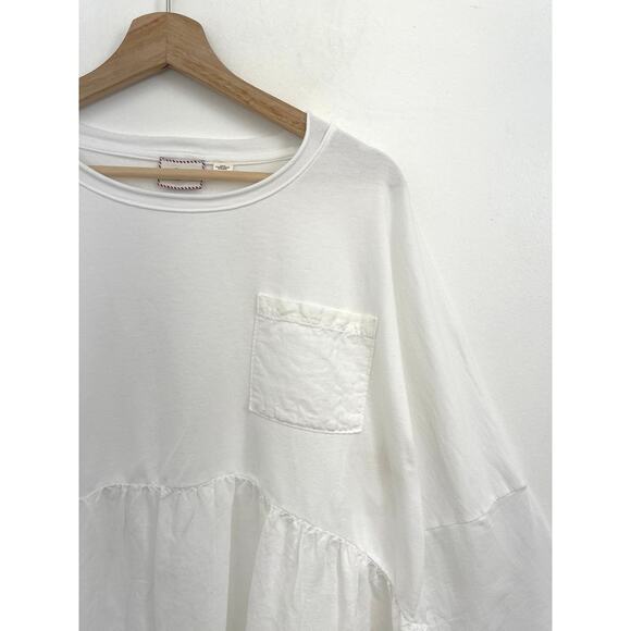 Anthropologie Postmark Mixed Media Cotton Linen Dolman Peplum Hem Flowy Top - L - Picture 5 of 10